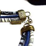 Steve Madden Vintage Boho Statement layered Blue Rhinestone Gold Tone Necklace Photo 4