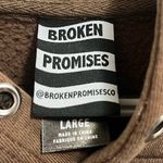 Broken Promises  Brown Hoodie with Green Skull Graphic Pullover size Large Photo 4
