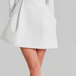 NWOT NADINE MERABI Kimberly Rhinestone Long Sleeve White Minidress Sz 14 Photo 0