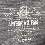 American Rag Gray Striped V Neck with Pouch T-Shirt Photo 2