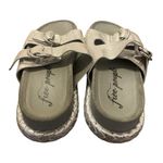 Free People  Silver Panama Leather Platform Sandal 38 (8) Boho Buckle Photo 2