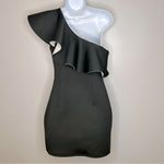 Tobi Black and White One Shoulder Ruffle Scuba Mini Bodycon Dress Size M Photo 1