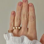 American Vintage Vintage “Lucia” Three Pearl Ring Adjustable Gold Silver Classic Simple Victorian Jewelry Photo 0