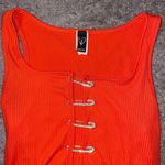 Windsor Crop Top Women Medium Orange Knit Tank CutOut Rhinestone Bustier Party Photo 3