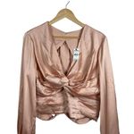EXPRESS NWT Women’s Satin Twist Front Tie Back Blouse Pale Pink Size XL Photo 4
