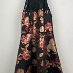 Francesca’s Black Red Metallic Floral Halter Fit &‎ Flare Dress Size XS Photo 0