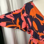 Abel the label Orange Pink Floral Print V Neck Smocked Waist Maxi Dress Size S Photo 3