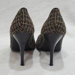 Anne Michelle Black Multicolor Tweed Open Toe Pumps Size 8 Photo 5
