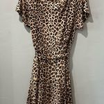 Rebecca Taylor Leopard Print Short Sleeve Dress 100% Linen Size Large Photo 9
