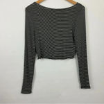 Brandy Melville Black And White Stripe Crop Top One Size Photo 2
