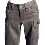 Cache Embellished Jean Pant Cargo Denim Zipper Leg Rhinestone Dark Gray $128 NWT Photo 4