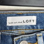 Loft  Blue Distressed The High Waist Denim Bike Shorts fringe hem Size 25 Photo 6