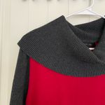 Style & Co NWOT women’s gray red cowl neck drapey tunic relaxed sweater large Photo 1