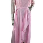 Vintage 1980s Pink Maxi Dress with Mesh and Embroidered Bodice Medium Photo 5