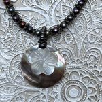 Vintage Purple Peacock Pearl Necklace Shell Pendant Festival Boho Cruise 15 Photo 1
