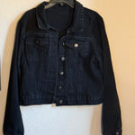Classic Black Cropped Jean Jacket Size M Photo 0