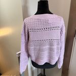 RD Style NWT  Lacey Pointelle Sweater Light Purple Lavender Knit‎ Open Weave Crop Photo 5