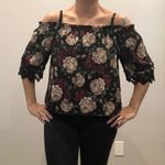 Iz Byer  Small Black Floral Blouse Lace on Bottom Photo 1