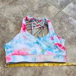 SheIn NEW Tie Dye Sports Bra Cross Cross High Support Pink White Blue Medium Pullover Photo 3