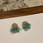 Cha Cha Vintage Green Signed Coro Gold Tone Beaded Clip On Earrings Photo 7