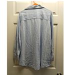 Tahari  Size Medium Blue Striped Long Roll-Tab Sleeves Popover Linen Rayon Shirt Photo 2