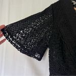 EXPRESS embroidery lace bell short sleeve tie front crop top black size XS Photo 2