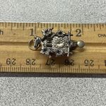 Vintage 800 Silver Cuckoo Clock Charm Pendant Bird Flowers Pendulum Photo 3