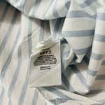 EXPRESS The Portofino Boyfriend Button Up Shirt Womens Sz L White W/ Blue Stripe Photo 4
