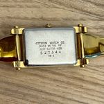 Citizen  Ladies Watch Gold Tone Bangle Bracelet Rainbow Pearl Rectangular Dial Photo 6