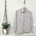 Aritzia The Group Artizia Relaxed Linen Button Front Stripe Top Blue Size XS Photo 1