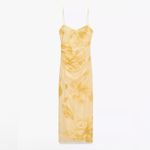 ZARA NWT  YELLOW PRINTED TULLE MIDI DRESS SIZE XS Photo 5
