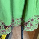 Aryeh  100% Cotton Green Dress with Purple Embroidery Size Medium Photo 11