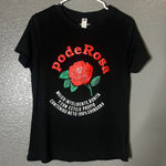 Women’s Black Poderosa Graphic Tee Rose Print T Photo 0