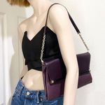 Diane Von Furstenberg DVF  Aubergine Plum 400 Envelope Leather Shoulder Bag Photo 2