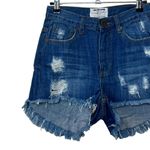 One Teaspoon  Free People High Waist Distressed Bonita Blue Cult Denim Shorts 26 Photo 1