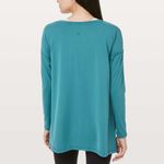 Lululemon Hit Unwind Long Sleeve Tonic Teal Blue Size 12 Rulu Side Tie Loose Fit Photo 1