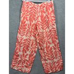 Rachel Zoe Womens Pants L Coral Leaf Pattern Linen Tropical Summer Photo 6