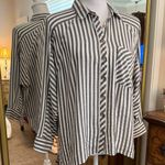 Mod Ref  Striped Button Down Shirt in Black and White Photo 0