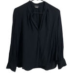 Zadig & Voltaire Tink Top Womens XS Black V Neck Blouse Long Sleeve Pleat Career Photo 0