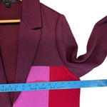 St. John  Patchwork Colorblock Knit Wool Twill Coat in Caviar Ruby Multi Large Photo 8