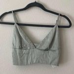 ZARA Sage Green Satin Crop Top Photo 0