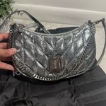 Karl Lagerfeld NWOT Lafayette Shoulder Bag Sequns 100% Goat Leather Grey Photo 2