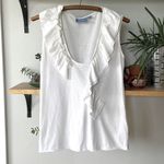 Vera Wang Simply Vera  White Ruffle Scoop Neck Tank Size Medium Petitie Photo 1