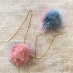 Handmade Kawaii faux fur pompom dangle threader earrings✨ Photo 0