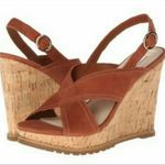 Diane Von Furstenberg ‎ Sylvia Suede Wedge Sandals in Brown Size 8.5 Photo 0
