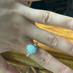 Natural Larimar Moissanite Sterling Silver Ring Size 10 Photo 2
