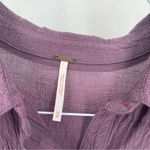 Free People  Love Her Madly Gauze Button Up Shirt Purple Oversized Tunic Top Photo 7