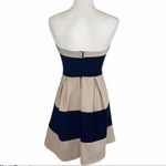 Windsor strapless mini dress, black tan color block with pleated skater skirt Photo 2