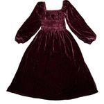 Hill House NWT  The Jasmine Nap in Burgundy Velvet Smocked Midi Dress XS Photo 2