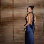 ZARA  maxi dress satin slip gown Elegant blue Halter formal party wedding prom Photo 3